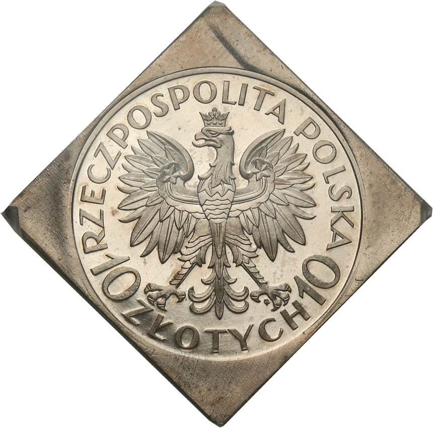 II RP. 10 złotych 1933, Romuald Traugutt, klipa, PRÓBA, stempel lustrzany PCGS PR64 CAM (MAX)